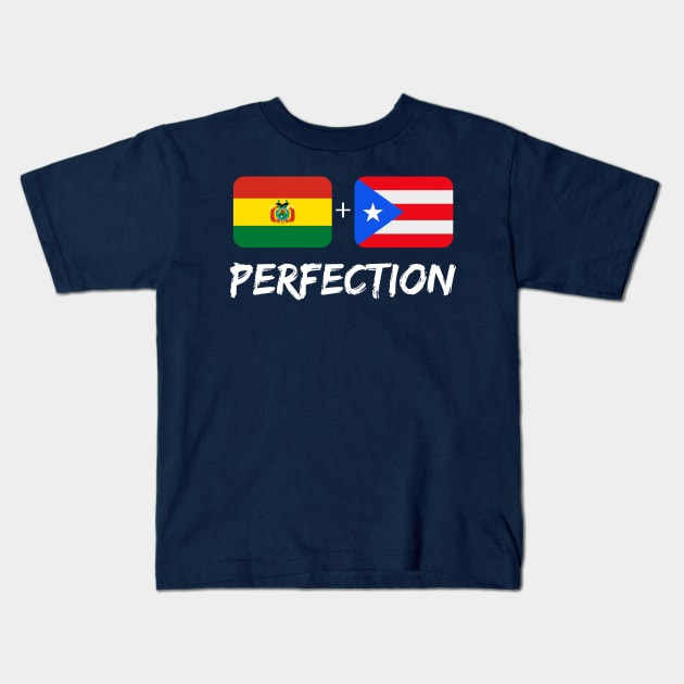 Puerto Rican Plus Bolivian Perfection Flag Heritage Gift Kids T-Shirt by Just Rep It!!